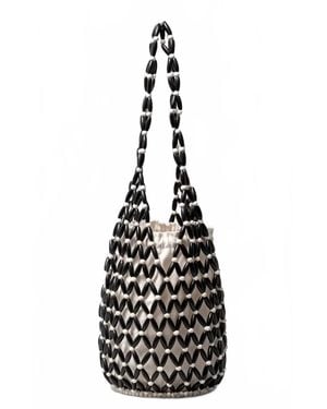 Mint Exclusives Hallow Wooded Bead Handmade Bag - Black
