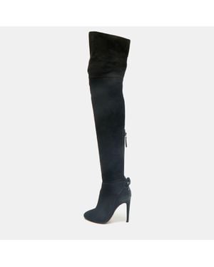 Aquazzura Suede Gainsbourg Knee Length Boots - Black