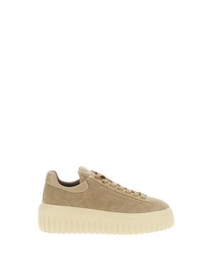 Hogan Suede Leather H-Stripes Sneakers - Natural