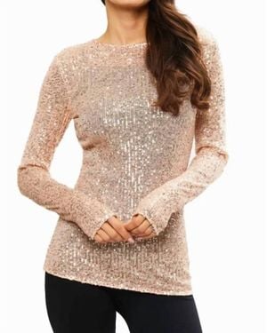Adore Sequin Sheer Long Sleeve Shirt - Natural