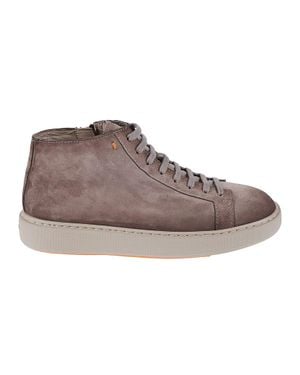 Santoni Dump High Top Calf Leather Sneakers - Brown