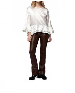 Max & Moi Beyina Lambskin Leather Flare Pant - White