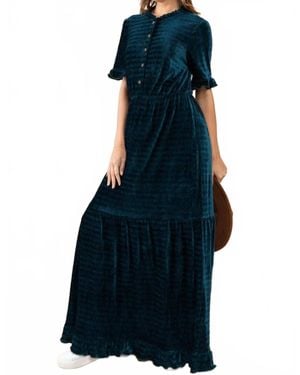 Ces Femme Odense Velvet Striped Maxi Dress - Blue