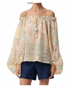 Exquise Uliana Off Shoulder Long Sleeve Blouse - Natural