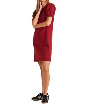 Bobi Puff Sleeve Sweatshirt Dress - Red