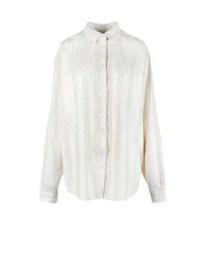 Black Coral Mixed Fabric Shirt - White