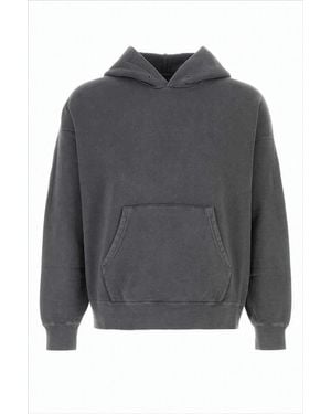 Visvim Boxy Cropped Hoodie With Kangaroo Pocket And Ribbed Details - Gray