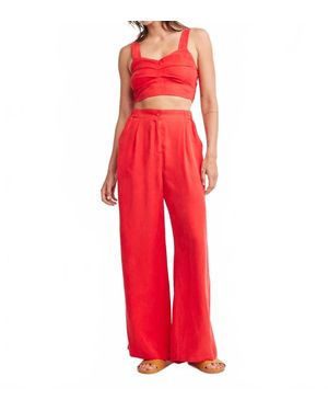 Self Contrast Caroline Pants - Red
