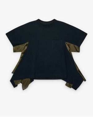 Sacai Satin And Jersey Top - Blue