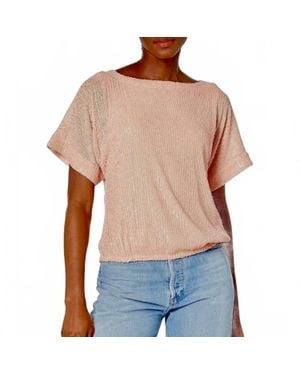 Trina Turk Sequin Short Sleeve Blouse - Blue