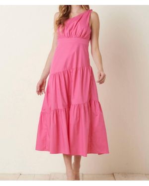 Mittoshop Poplin One Shoulder Maxi Dress - Pink