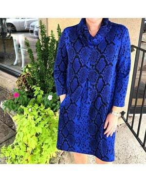 tyler boe Reptile Print Dress - Blue