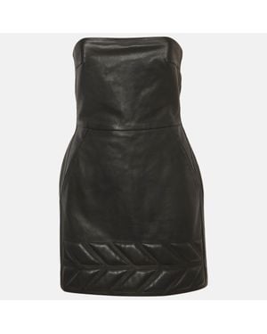 David Koma Leather Strapless Mini Dress - Black
