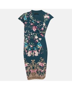 Roberto Cavalli Floral Print Jersey Mini Dress - Blue