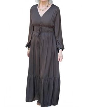 GRADE & GATHER Tiered Satin Maxi Dress - Gray