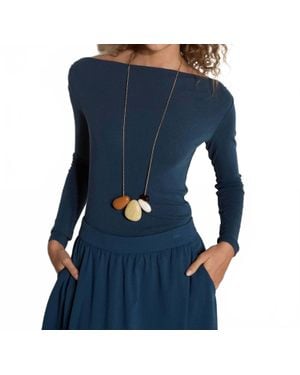 Apricot Boat Neck Jersey Top - Blue