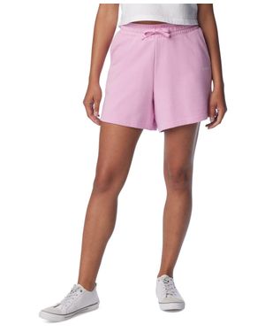 Columbia Trek French Terry Shorts Cosmos Mid-Rise Drawstring Fts578 - Pink