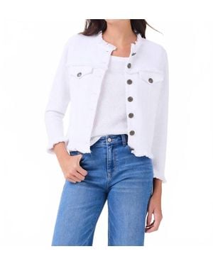 NIC+ZOE Utility Fringe Mix Knit Jacket - White