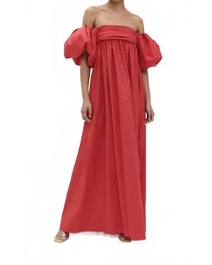 Caroline Constas Emilia Ruched Empire Maxi Dress - Red