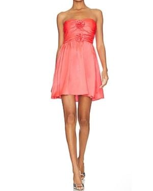 Amanda Uprichard Kiera Strapless Silk Mini Dress - Red