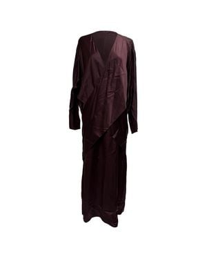 The Row V-Neck Long Sleeve Midi Dress - Purple