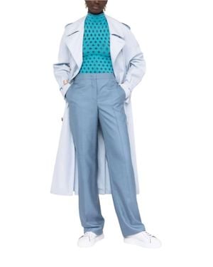 Ferragamo High Waisted Silk Pants - Blue