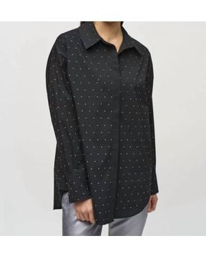 Joseph Ribkoff Stretch Cotton With Rhinestones Blouse - Black