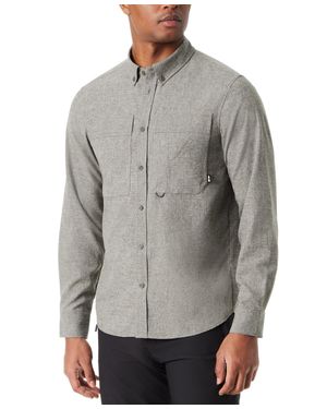 BASS OUTDOOR Flannel Shirt Classic Fit Collared Button-Down Fts262 - Gray