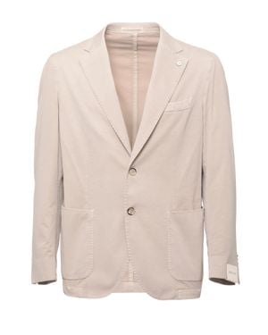 Lubiam Cotton-Silk Classic Lapel Blazer - Natural