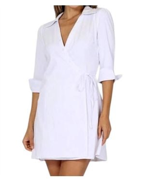 French Kyss Emily Wrap Side Tie Mini Dress - White