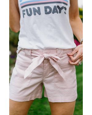 Level 99 Nina Tie Belt Linen Short - Gray