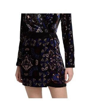 FARM Rio Arabesque Mix Scarves Wrap Mini Dress - Black