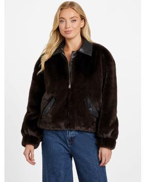 Guess Thea Faux-Fur Jacket - Black
