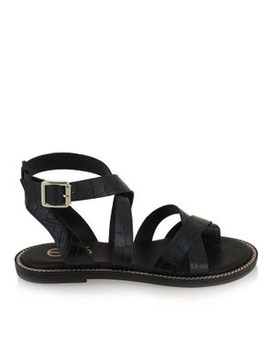 Exe' Alexia Flat Strappy Sandal - Black