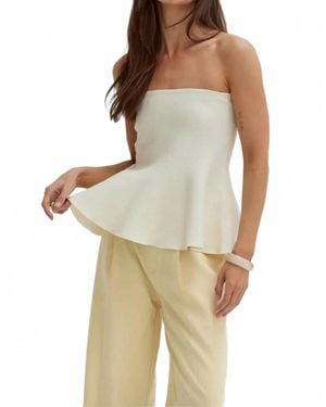 Crescent Bella Jacquard Knit Peplum Top - Natural