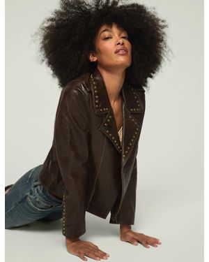 Lucky Brand Studded Moto Leather Jacket - Black
