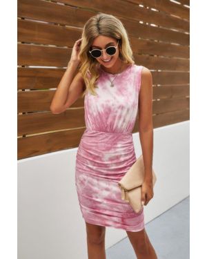 TRUEDAMES Crew Neck Tie Dye Sleeveless Dress - Red