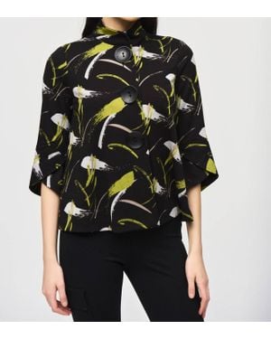 Joseph Ribkoff Brushstroke Print Knit Jacket - Black