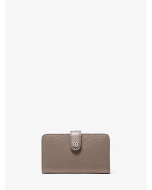 Michael Kors Outlet Jet Set Travel Medium Pebbled Leather Wallet - Natural