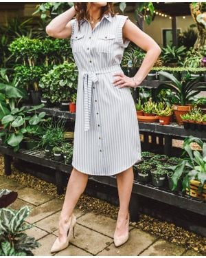 Bishop + Young Striped Shirt Dress - Green