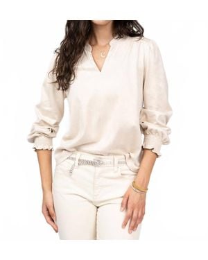 Ivy Jane Long Sleeve Suede Top - White