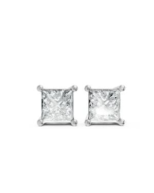 AAMIAA Princess Shape 4 Prong Push Back Studs - White