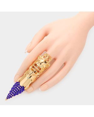 Fashnzfab Versatile Crystal Accented Medieval Stretch Ring Pendant - Orange