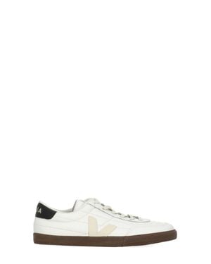 Veja Ivory Panenka V Logo Leather Sneakers - White