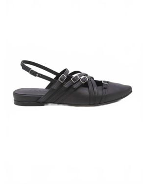 Ink Piuma Pointed Toe Flats - Black