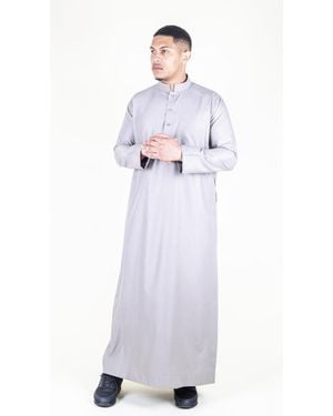 Arabic Thobes Cream Thobe Jubba Saudi Islamic Arabic Eid Cotton Kaftan Jubbah Umrah Robe - White