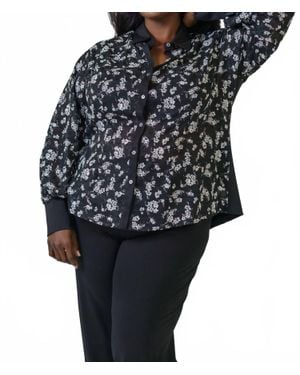 Jill McGowan Mere Travel Knits Button Down Shirt - Black