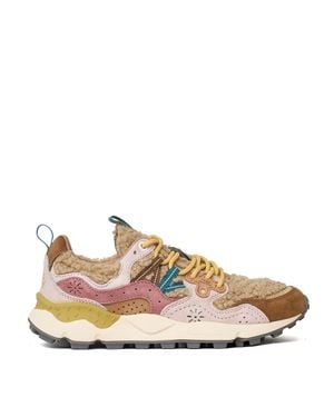 Flower Mountain Yamano 3 Suede Wool Teddy-Effect Sneakers - Pink