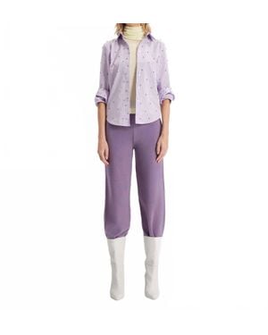 Theo the Label Echo Mix Stripe Pearly Shirt - Purple