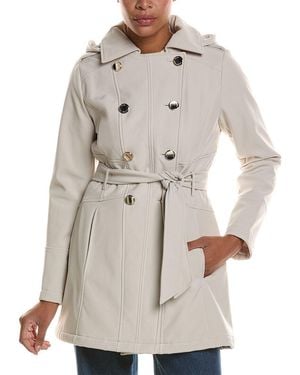 Kensie Double Breasted Softshell Jacket - Natural